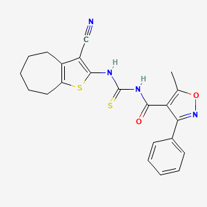 N-[(3-cyano-5,6,7,8-tetrahydro-4H-cyclohepta[b]thiophen-2-yl)carbamothioyl]-5-methyl-3-phenyl-1,2-oxazole-4-carboxamide