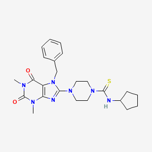 molecular formula C24H31N7O2S B10878387 4-(7-benzyl-1,3-dimethyl-2,6-dioxo-2,3,6,7-tetrahydro-1H-purin-8-yl)-N-cyclopentylpiperazine-1-carbothioamide 