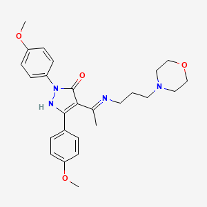 molecular formula C26H32N4O4 B10878391 (4Z)-2,5-bis(4-methoxyphenyl)-4-(1-{[3-(morpholin-4-yl)propyl]amino}ethylidene)-2,4-dihydro-3H-pyrazol-3-one 