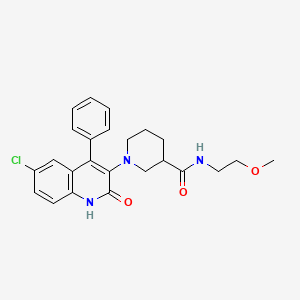 molecular formula C24H26ClN3O3 B10878415 1-(6-chloro-2-oxo-4-phenyl-1,2-dihydroquinolin-3-yl)-N-(2-methoxyethyl)piperidine-3-carboxamide 