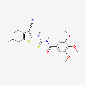 molecular formula C21H23N3O4S2 B10878419 N-[(3-cyano-6-methyl-4,5,6,7-tetrahydro-1-benzothiophen-2-yl)carbamothioyl]-3,4,5-trimethoxybenzamide 