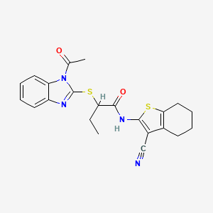 2-[(1-acetyl-1H-benzimidazol-2-yl)sulfanyl]-N-(3-cyano-4,5,6,7-tetrahydro-1-benzothiophen-2-yl)butanamide