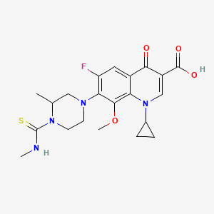 molecular formula C21H25FN4O4S B10878471 1-Cyclopropyl-6-fluoro-8-methoxy-7-[3-methyl-4-(methylcarbamothioyl)piperazin-1-yl]-4-oxo-1,4-dihydroquinoline-3-carboxylic acid 