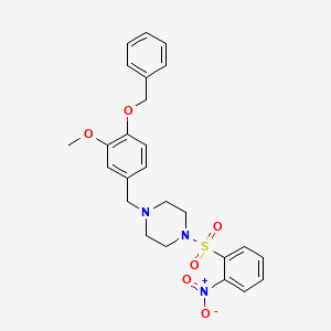 molecular formula C25H27N3O6S B10878481 1-[4-(Benzyloxy)-3-methoxybenzyl]-4-[(2-nitrophenyl)sulfonyl]piperazine 