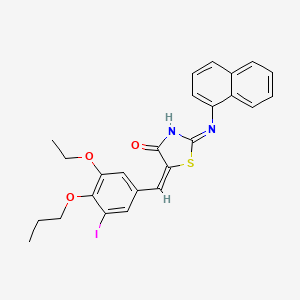 (5E)-5-[(3-ethoxy-5-iodo-4-propoxyphenyl)methylidene]-2-(naphthalen-1-ylamino)-1,3-thiazol-4-one