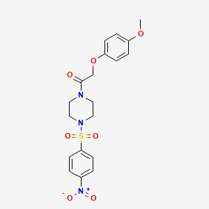 molecular formula C19H21N3O7S B10878534 2-(4-Methoxyphenoxy)-1-{4-[(4-nitrophenyl)sulfonyl]piperazin-1-yl}ethanone 