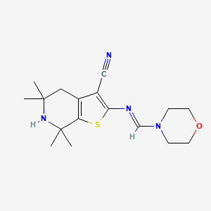 molecular formula C17H24N4OS B10878554 5,5,7,7-tetramethyl-2-{[(E)-morpholin-4-ylmethylidene]amino}-4,5,6,7-tetrahydrothieno[2,3-c]pyridine-3-carbonitrile 