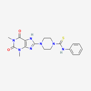 molecular formula C18H21N7O2S B10878585 4-(1,3-dimethyl-2,6-dioxo-2,3,6,7-tetrahydro-1H-purin-8-yl)-N-phenylpiperazine-1-carbothioamide 