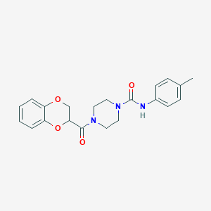 molecular formula C21H23N3O4 B10878604 4-(2,3-dihydro-1,4-benzodioxin-2-ylcarbonyl)-N-(4-methylphenyl)piperazine-1-carboxamide 