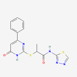 2-[(6-oxo-4-phenyl-1,6-dihydropyrimidin-2-yl)sulfanyl]-N-(1,3,4-thiadiazol-2-yl)propanamide