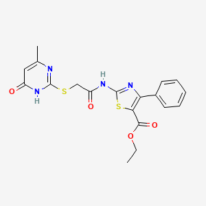 Ethyl 2-({[(4-methyl-6-oxo-1,6-dihydropyrimidin-2-yl)sulfanyl]acetyl}amino)-4-phenyl-1,3-thiazole-5-carboxylate