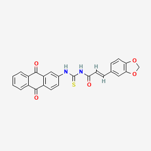 (2E)-3-(1,3-benzodioxol-5-yl)-N-[(9,10-dioxo-9,10-dihydroanthracen-2-yl)carbamothioyl]prop-2-enamide