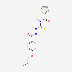 molecular formula C16H17N3O3S2 B10878658 N-[[(4-propoxybenzoyl)amino]carbamothioyl]thiophene-2-carboxamide 