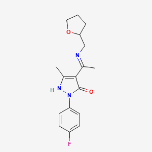 molecular formula C17H20FN3O2 B10878681 (4Z)-2-(4-fluorophenyl)-5-methyl-4-{1-[(tetrahydrofuran-2-ylmethyl)amino]ethylidene}-2,4-dihydro-3H-pyrazol-3-one 