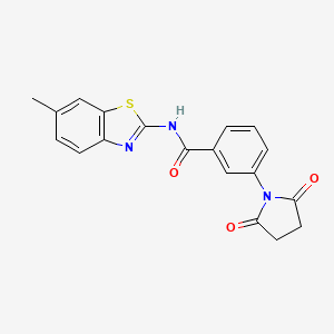 molecular formula C19H15N3O3S B10878692 3-(2,5-dioxopyrrolidin-1-yl)-N-(6-methyl-1,3-benzothiazol-2-yl)benzamide 