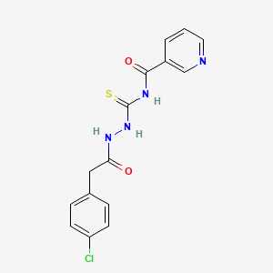 N-({2-[(4-chlorophenyl)acetyl]hydrazinyl}carbonothioyl)pyridine-3-carboxamide