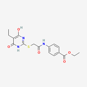 molecular formula C17H19N3O5S B10878725 ethyl 4-[2-[[5-ethyl-4,6-bis(oxidanylidene)-1H-pyrimidin-2-yl]sulfanyl]ethanoylamino]benzoate 