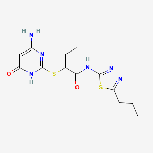 molecular formula C13H18N6O2S2 B10878726 2-[(4-amino-6-oxo-1,6-dihydropyrimidin-2-yl)sulfanyl]-N-(5-propyl-1,3,4-thiadiazol-2-yl)butanamide 