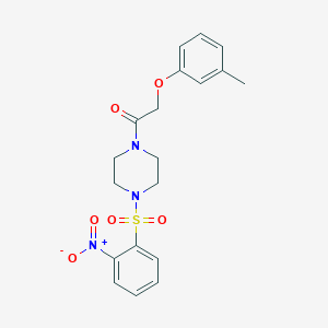 molecular formula C19H21N3O6S B10878771 2-(3-Methylphenoxy)-1-{4-[(2-nitrophenyl)sulfonyl]piperazin-1-yl}ethanone 