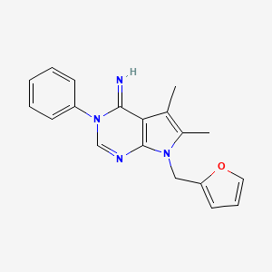 molecular formula C19H18N4O B10878780 7-(furan-2-ylmethyl)-5,6-dimethyl-3-phenyl-3,7-dihydro-4H-pyrrolo[2,3-d]pyrimidin-4-imine 