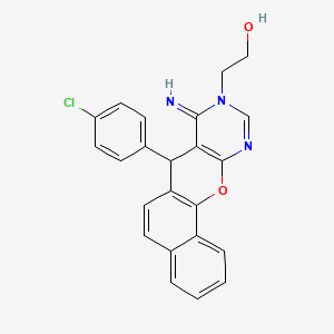 molecular formula C23H18ClN3O2 B10878785 2-[7-(4-chlorophenyl)-8-imino-7H-benzo[7,8]chromeno[2,3-d]pyrimidin-9(8H)-yl]ethanol 