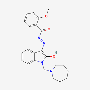 N'-[(3Z)-1-(azepan-1-ylmethyl)-2-oxo-1,2-dihydro-3H-indol-3-ylidene]-2-methoxybenzohydrazide