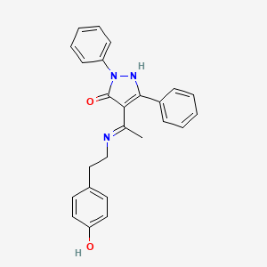 (4Z)-4-(1-{[2-(4-hydroxyphenyl)ethyl]amino}ethylidene)-2,5-diphenyl-2,4-dihydro-3H-pyrazol-3-one