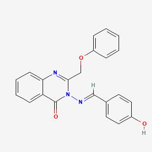 molecular formula C22H17N3O3 B10878835 3-{[(E)-(4-hydroxyphenyl)methylidene]amino}-2-(phenoxymethyl)quinazolin-4(3H)-one 