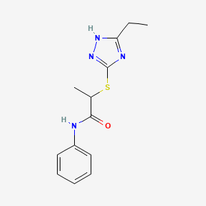 2-[(5-ethyl-4H-1,2,4-triazol-3-yl)sulfanyl]-N-phenylpropanamide