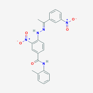 molecular formula C22H19N5O5 B10878886 N-(2-methylphenyl)-3-nitro-4-{(2E)-2-[1-(3-nitrophenyl)ethylidene]hydrazinyl}benzamide 