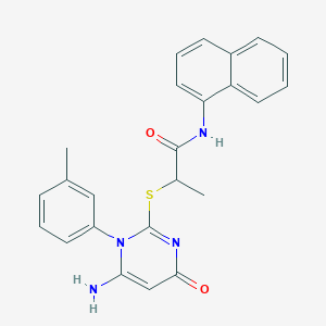 molecular formula C24H22N4O2S B10878904 2-{[6-amino-1-(3-methylphenyl)-4-oxo-1,4-dihydropyrimidin-2-yl]sulfanyl}-N-(naphthalen-1-yl)propanamide 