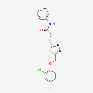 molecular formula C17H13Cl2N3O2S2 B10878908 2-({5-[(2,4-dichlorophenoxy)methyl]-1,3,4-thiadiazol-2-yl}sulfanyl)-N-phenylacetamide 