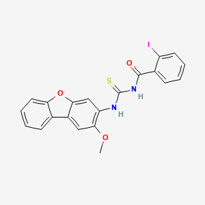 molecular formula C21H15IN2O3S B10878911 2-iodo-N-[(2-methoxydibenzo[b,d]furan-3-yl)carbamothioyl]benzamide 