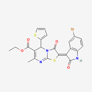 (Z)-ethyl 2-(5-bromo-2-oxoindolin-3-ylidene)-7-methyl-3-oxo-5-(thiophen-2-yl)-3,5-dihydro-2H-thiazolo[3,2-a]pyrimidine-6-carboxylate