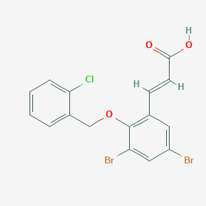 molecular formula C16H11Br2ClO3 B10878925 (2E)-3-{3,5-dibromo-2-[(2-chlorobenzyl)oxy]phenyl}prop-2-enoic acid 