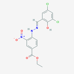 ethyl 4-[(2E)-2-(3,5-dichloro-2-hydroxybenzylidene)hydrazinyl]-3-nitrobenzoate