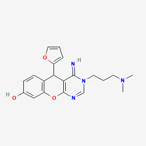 molecular formula C20H22N4O3 B10879038 3-[3-(dimethylamino)propyl]-5-(furan-2-yl)-4-imino-3,5-dihydro-4H-chromeno[2,3-d]pyrimidin-8-ol 