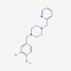 molecular formula C18H22BrN3O B10879051 1-[(3-Bromo-4-methoxyphenyl)methyl]-4-(pyridin-2-ylmethyl)piperazine 