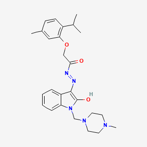 molecular formula C26H33N5O3 B10879087 N'-{(3Z)-1-[(4-methylpiperazin-1-yl)methyl]-2-oxo-1,2-dihydro-3H-indol-3-ylidene}-2-[5-methyl-2-(propan-2-yl)phenoxy]acetohydrazide 