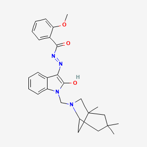 molecular formula C27H32N4O3 B10879125 2-methoxy-N'-{(3Z)-2-oxo-1-[(1,3,3-trimethyl-6-azabicyclo[3.2.1]oct-6-yl)methyl]-1,2-dihydro-3H-indol-3-ylidene}benzohydrazide 