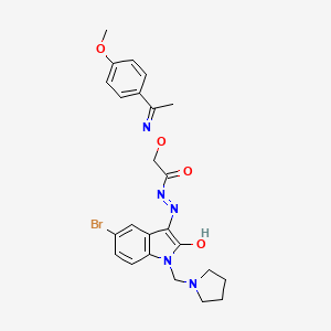 N'-[(3Z)-5-bromo-2-oxo-1-(pyrrolidin-1-ylmethyl)-1,2-dihydro-3H-indol-3-ylidene]-2-({[(1E)-1-(4-methoxyphenyl)ethylidene]amino}oxy)acetohydrazide