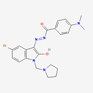 N'-[(3Z)-5-bromo-2-oxo-1-(pyrrolidin-1-ylmethyl)-1,2-dihydro-3H-indol-3-ylidene]-4-(dimethylamino)benzohydrazide