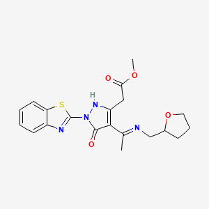 molecular formula C20H22N4O4S B10879216 methyl [(4Z)-1-(1,3-benzothiazol-2-yl)-5-oxo-4-{1-[(tetrahydrofuran-2-ylmethyl)amino]ethylidene}-4,5-dihydro-1H-pyrazol-3-yl]acetate 