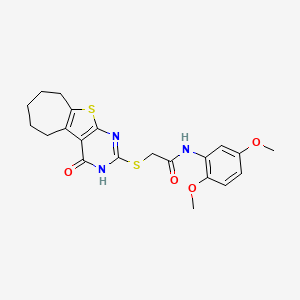 N-(2,5-dimethoxyphenyl)-2-[(4-oxo-3,5,6,7,8,9-hexahydro-4H-cyclohepta[4,5]thieno[2,3-d]pyrimidin-2-yl)sulfanyl]acetamide