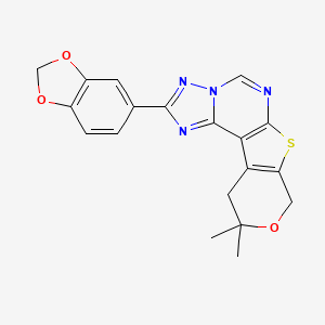 molecular formula C19H16N4O3S B10879240 4-(1,3-benzodioxol-5-yl)-14,14-dimethyl-13-oxa-10-thia-3,5,6,8-tetrazatetracyclo[7.7.0.02,6.011,16]hexadeca-1(9),2,4,7,11(16)-pentaene 