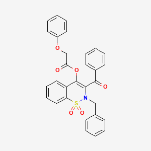 molecular formula C30H23NO6S B10879249 2-benzyl-1,1-dioxido-3-(phenylcarbonyl)-2H-1,2-benzothiazin-4-yl phenoxyacetate 