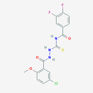 molecular formula C16H12ClF2N3O3S B10879250 N-({2-[(5-chloro-2-methoxyphenyl)carbonyl]hydrazinyl}carbonothioyl)-3,4-difluorobenzamide 