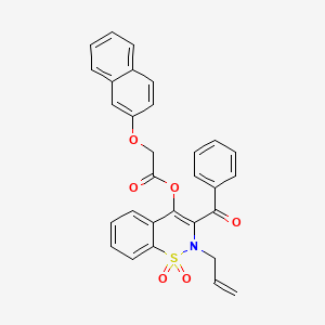 1,1-dioxido-3-(phenylcarbonyl)-2-(prop-2-en-1-yl)-2H-1,2-benzothiazin-4-yl (naphthalen-2-yloxy)acetate