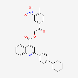 2-(4-Methyl-3-nitrophenyl)-2-oxoethyl 2-(4-cyclohexylphenyl)quinoline-4-carboxylate