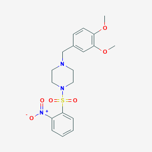 molecular formula C19H23N3O6S B10879349 1-(3,4-Dimethoxybenzyl)-4-[(2-nitrophenyl)sulfonyl]piperazine 